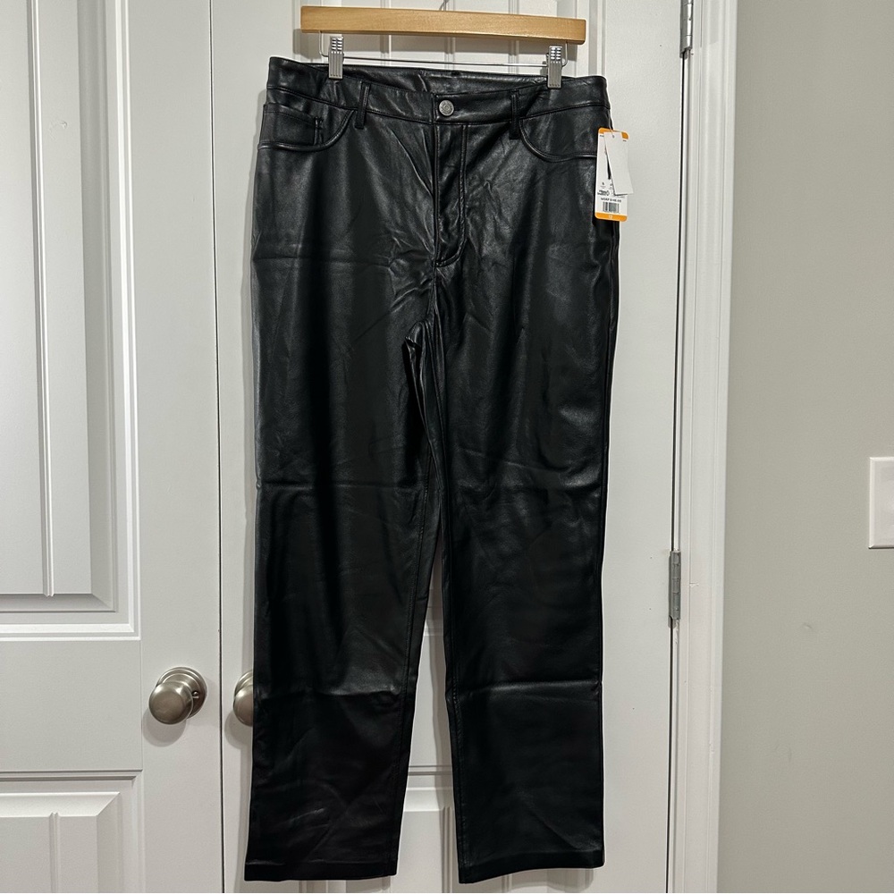 NWT Joie Black Leather Straight Jeans